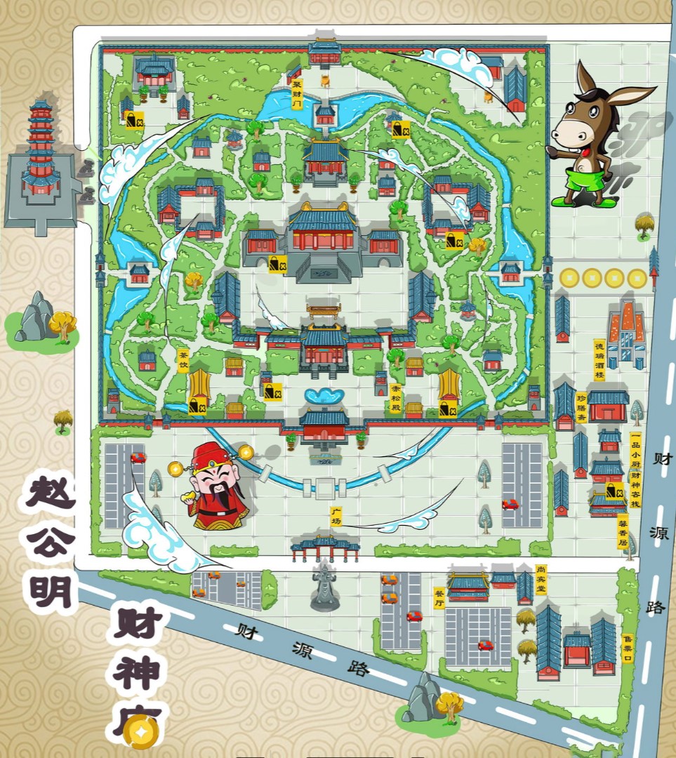 金东寺庙类手绘地图